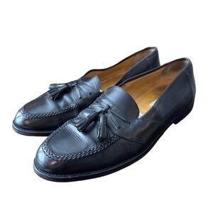 Mezlan Black Leather Tassel Loafer Dress Shoes Men 10.5 M Preppy Goth